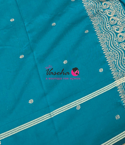 Semi Soft Silk  - Peacock Blue Shade - VVSSS043