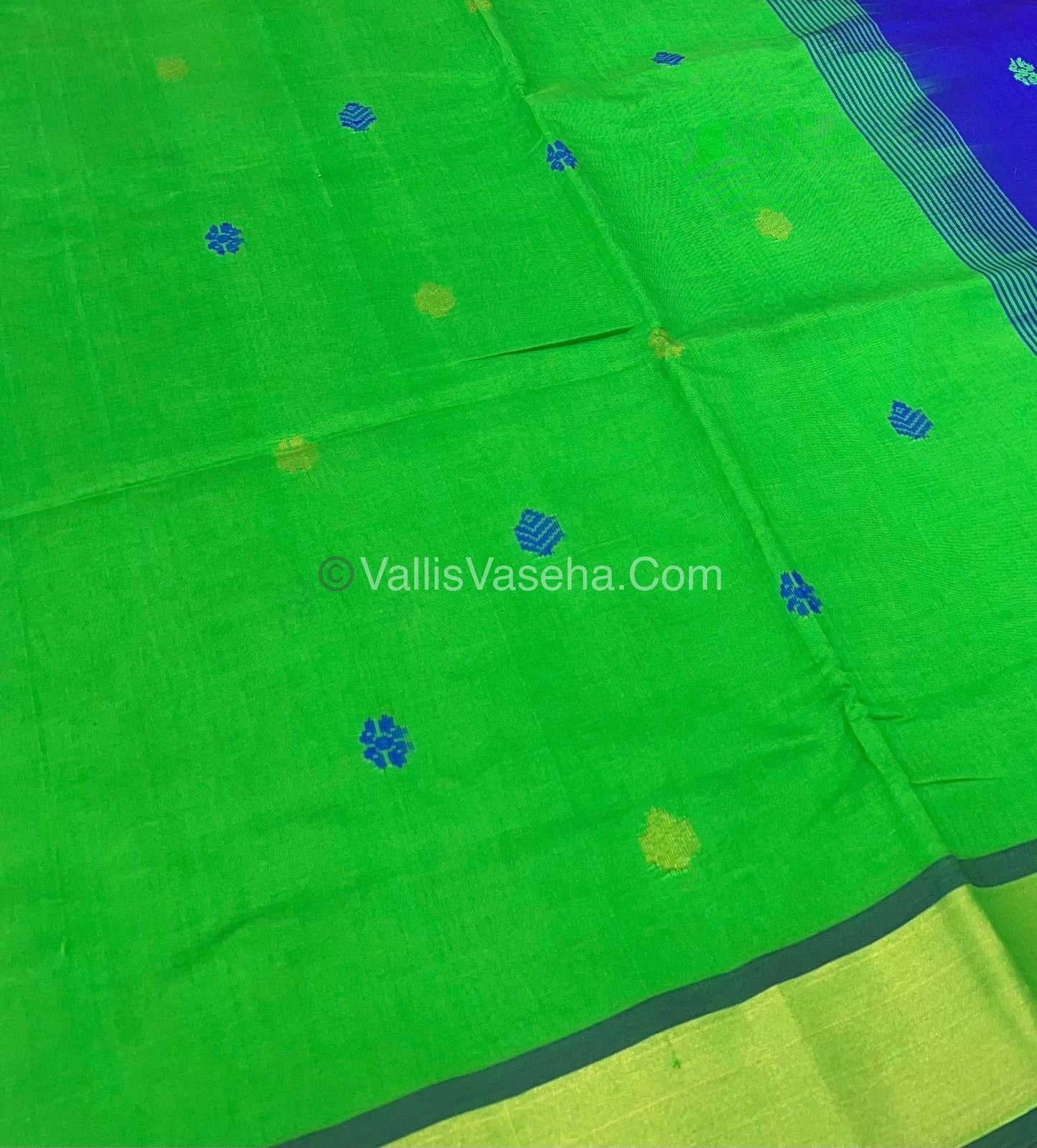 Semi Silk Cotton Saree - Green & Blue Combo - VVSSC001
