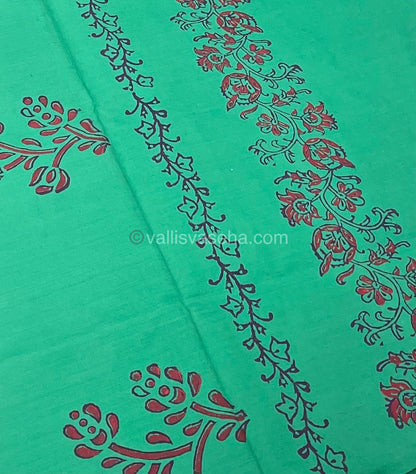 Poly Silk Mixed Printed Cotton - Sea Green With Purple - VVPCP002