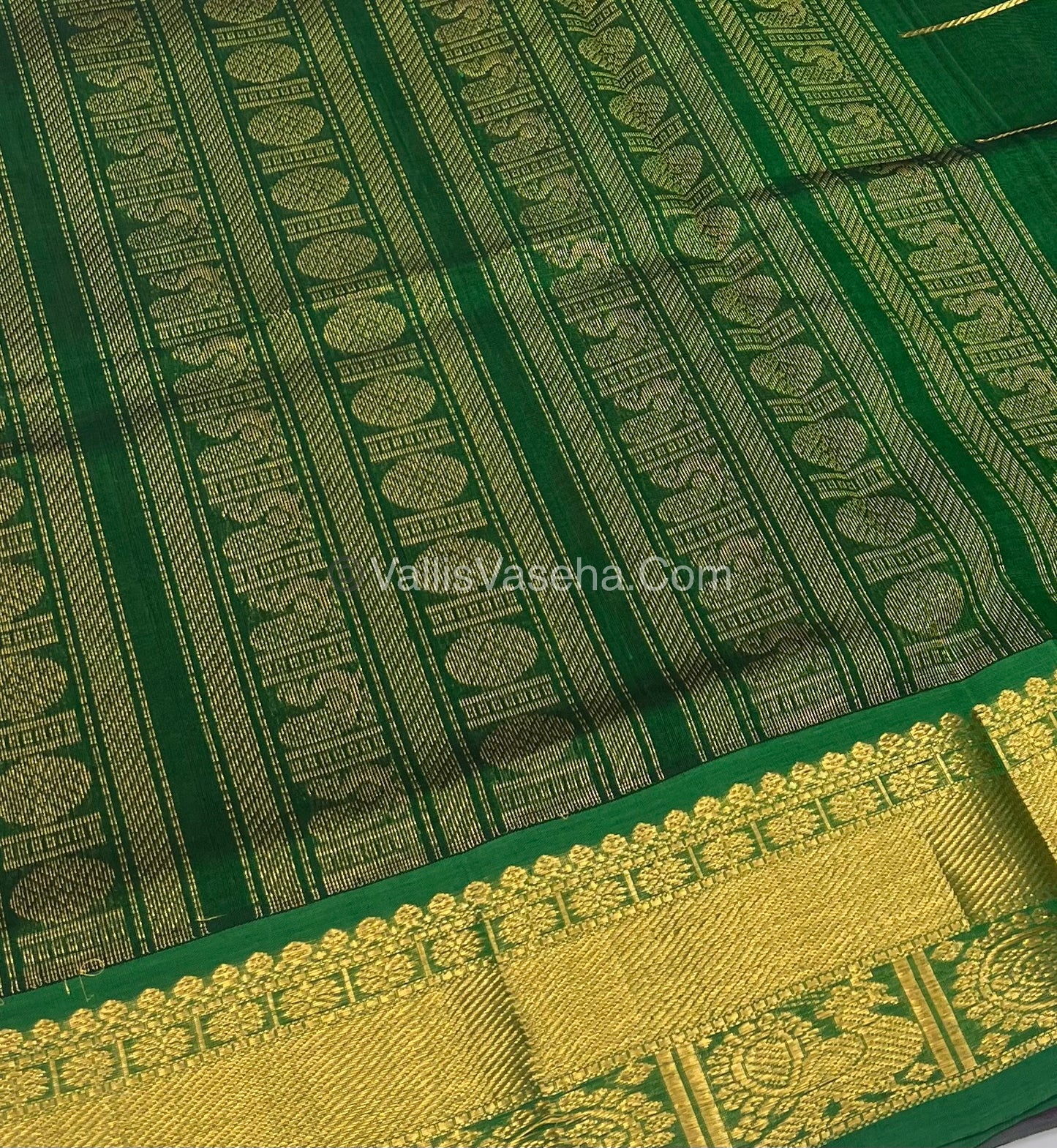 Pure Silk Cotton Saree - Mayil & Chakkaram Design -  Pink With Green Shade - VVMC001