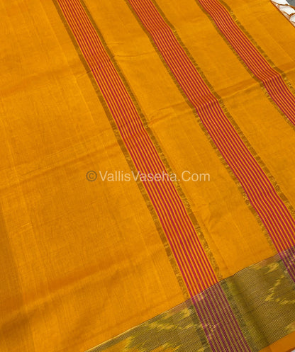 Semi Silk Cotton Saree - Pink & Yellow   - VVSSC001