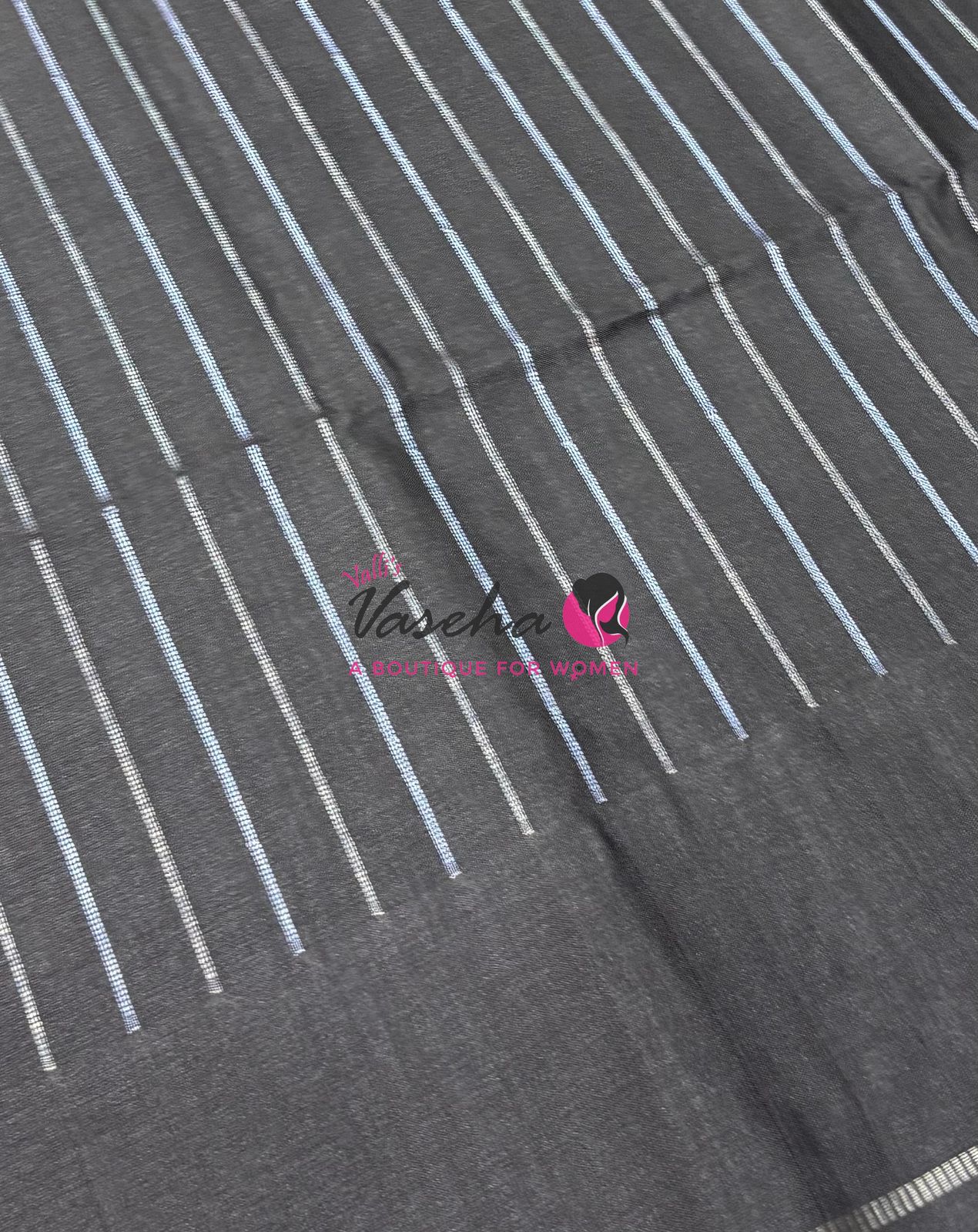 Semi Tussar Silk Saree | Black Shade |VVSTS049