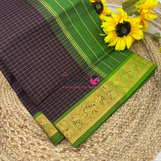 Pure Silk Cotton Saree - Zari Checks - VVCSC001
