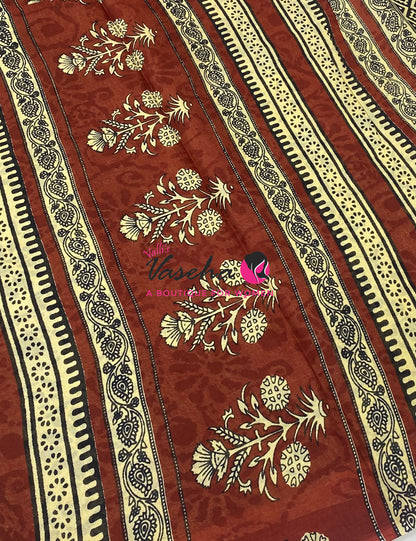 Pure Soft Mul Mul Cotton Sarees - Hand Block Prints - VVMMC011