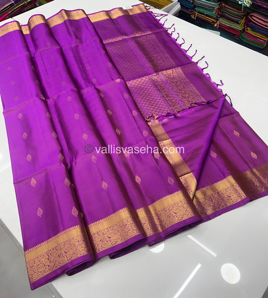 Pure Soft Silk Saree - Kanchi Border - Purplish Pink Shade - VVPSS046