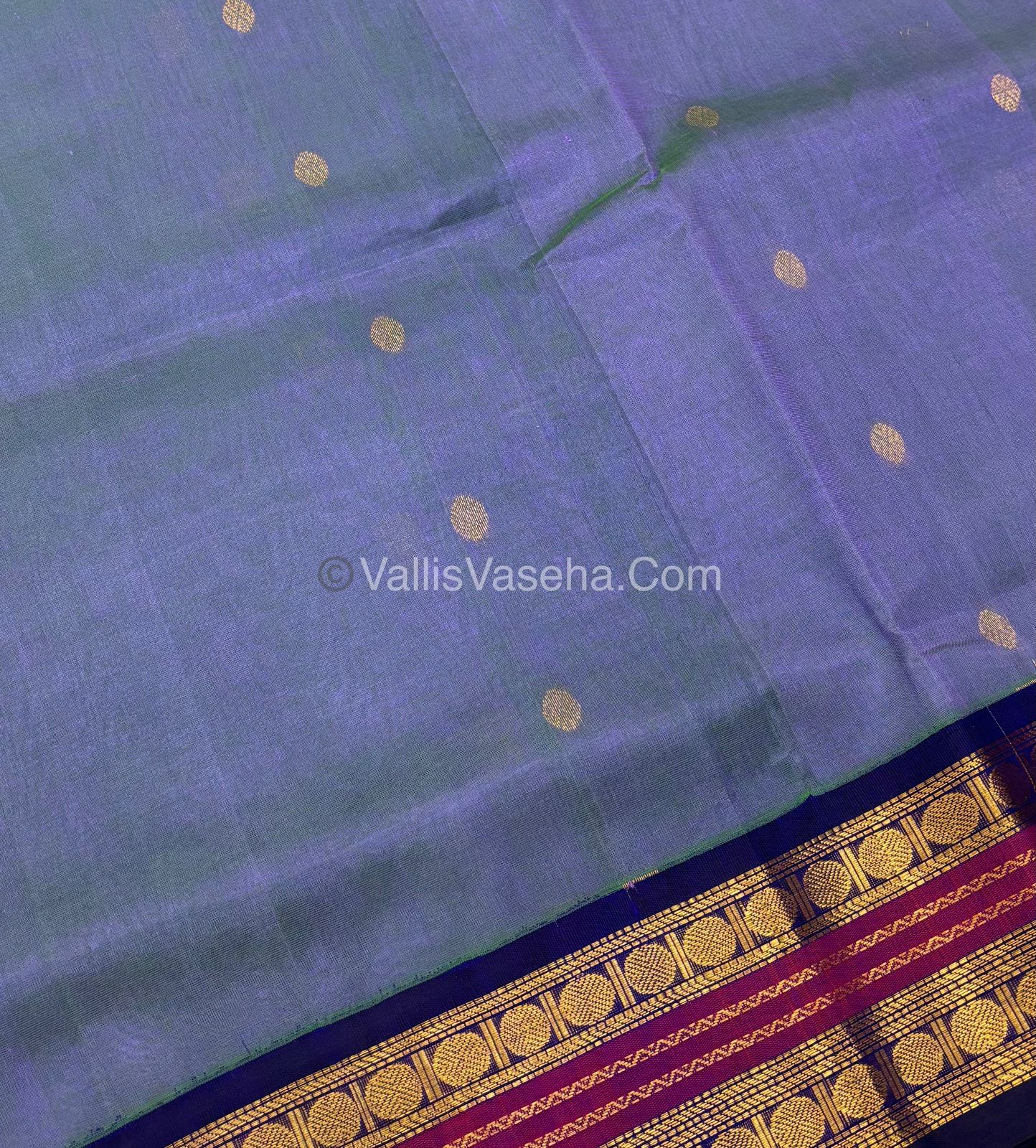 Pure Korvai Silk Cotton Saree - Treble town shade with Blue - VVKSC004