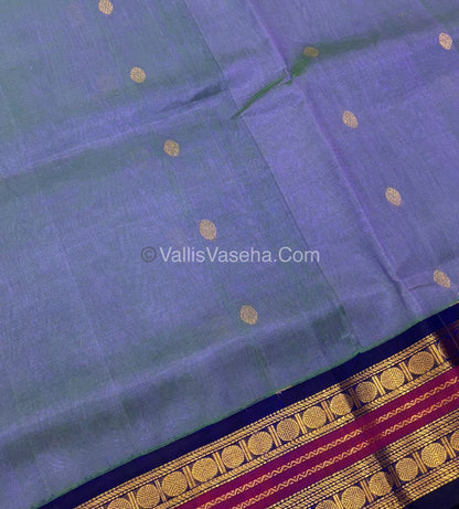 Pure Korvai Silk Cotton Saree - Treble town shade with Blue - VVKSC004