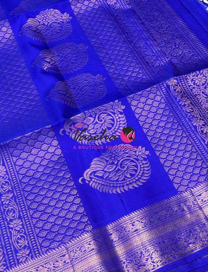 Pure Soft Silk Saree - Blue To Blue - Velum & Mayilum - Kanchi Border - VVPSS015 - 2