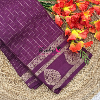 Semi Tussar Silk Saree | Wine Shade |VVSTS061