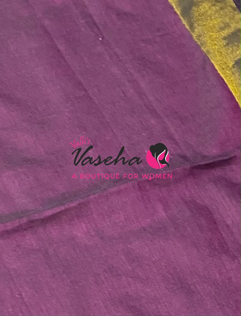Handloom Cotton Sarees  - Dark Purplish Pink Shade - VVKC001