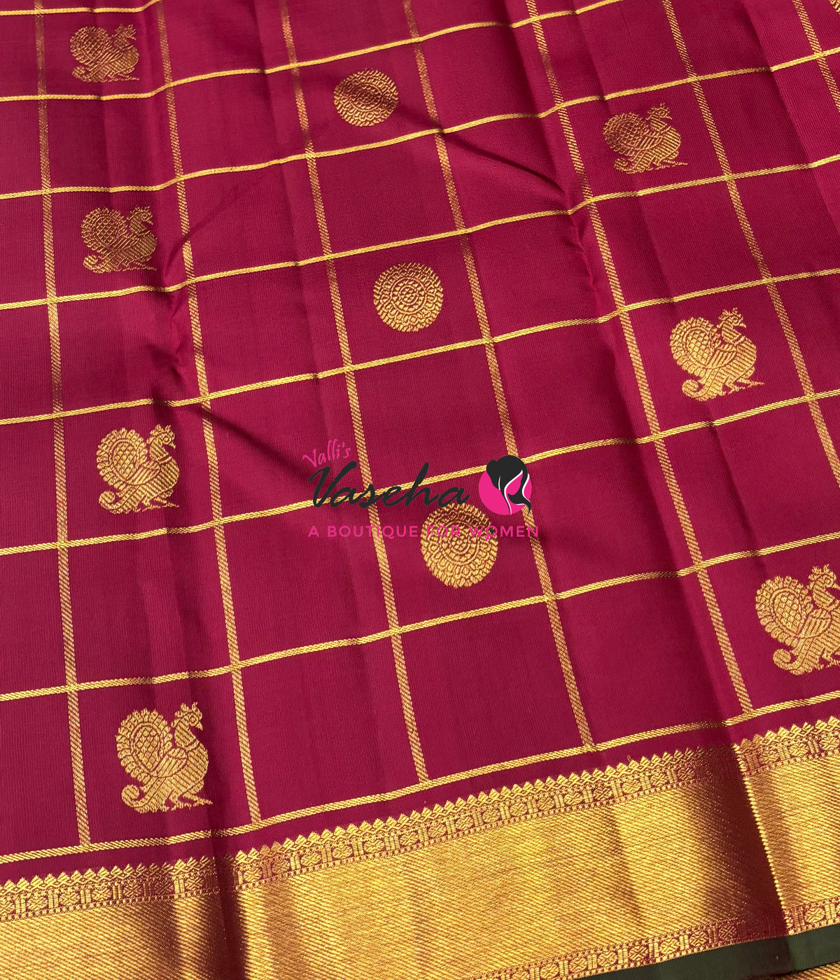Pure Kanchipuram Silk Saree - Maroon Shade  - VVPS027