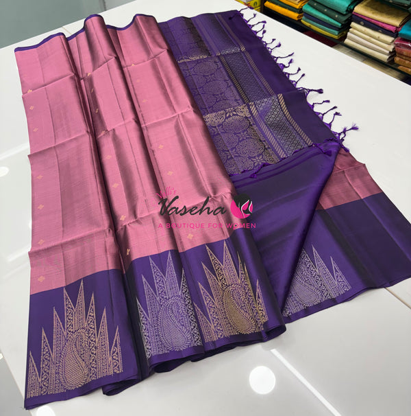 Pure Soft Silk Saree - (1.75 Warp) Shade Of Pink & Purple Combo - VVPSS064