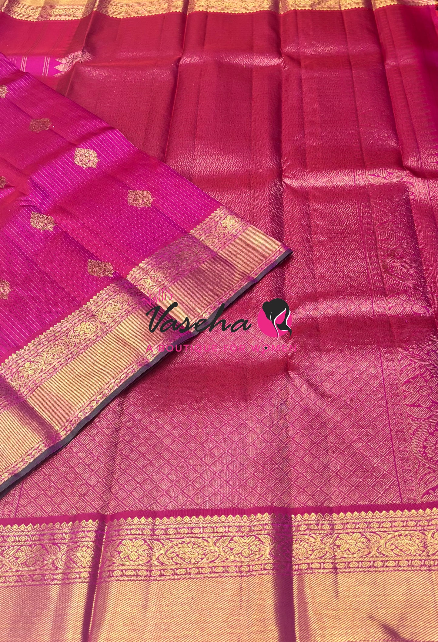 Pure Kanchipuram Silk Saree - Vairavoosi Design  - Pink Shade - VVPS059