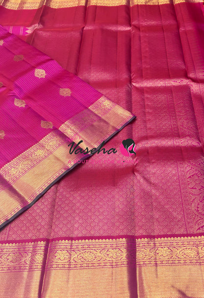 Pure Kanchipuram Silk Saree - Vairavoosi Design  - Pink Shade - VVPS059