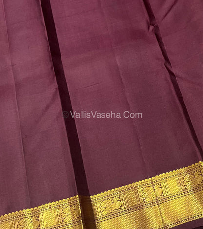 Pure Kanchipuram Silk Saree - Rust Orange With Wine Brown Shade  - VVPS022