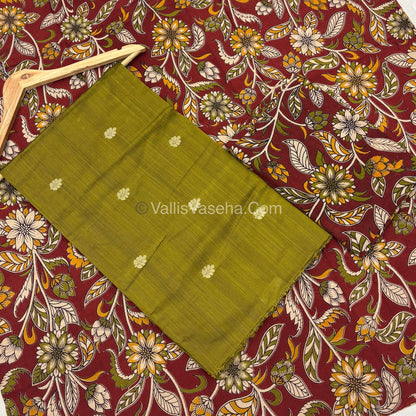 Unstitched Salwar Material -Raw Silk - Green Shade  - VVUSM012