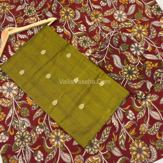 Unstitched Salwar Material -Raw Silk - Green Shade  - VVUSM012