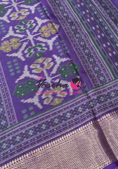 Casual Wear - Semi Patola Silk - Green & Purple Shade - VVSPS001