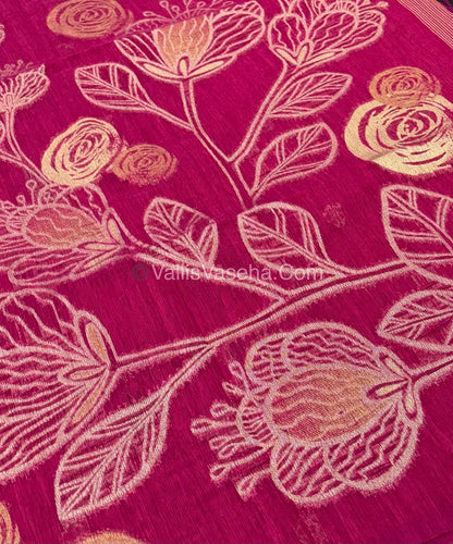 Linen Mixed Jute Silk Saree - Pink Shade - VVLMJ002