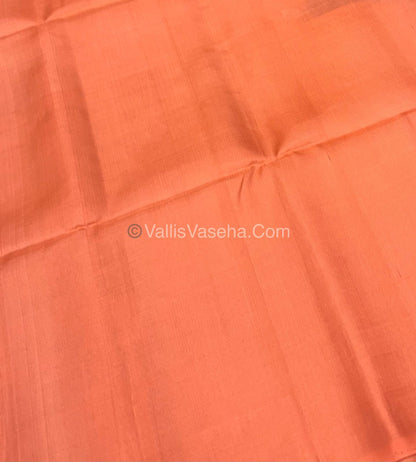 Pure Soft Silk Saree - Border Less - Blue With Peachish Orange Shade - VVPSS052