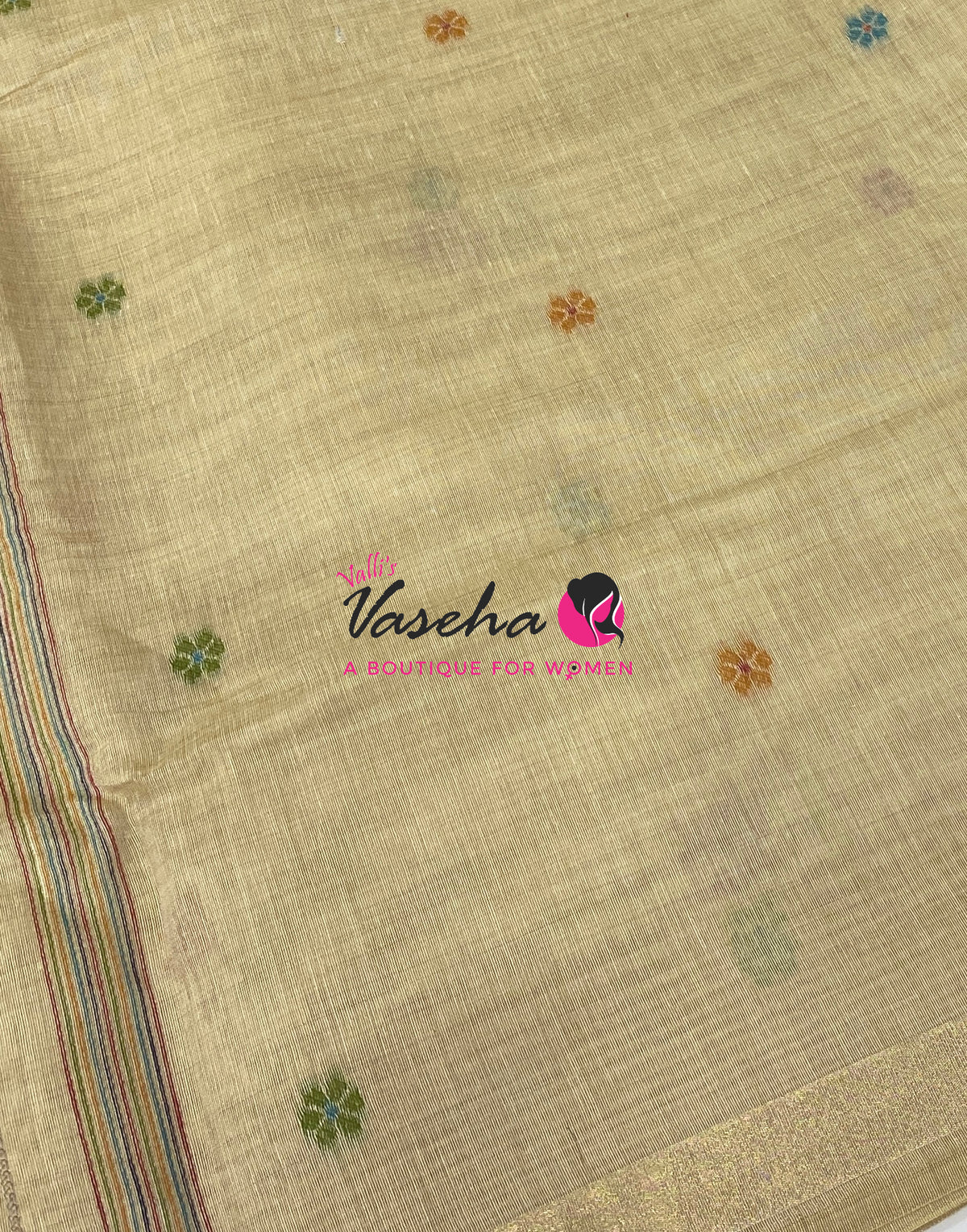 Muga Cotton Saree - Cream Shade - VVMCS002
