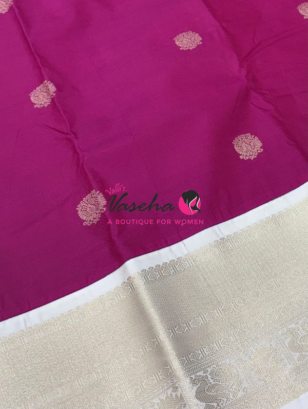 Semi Kanchi Silk  - Dark Pink & Cream  - VVSKS007
