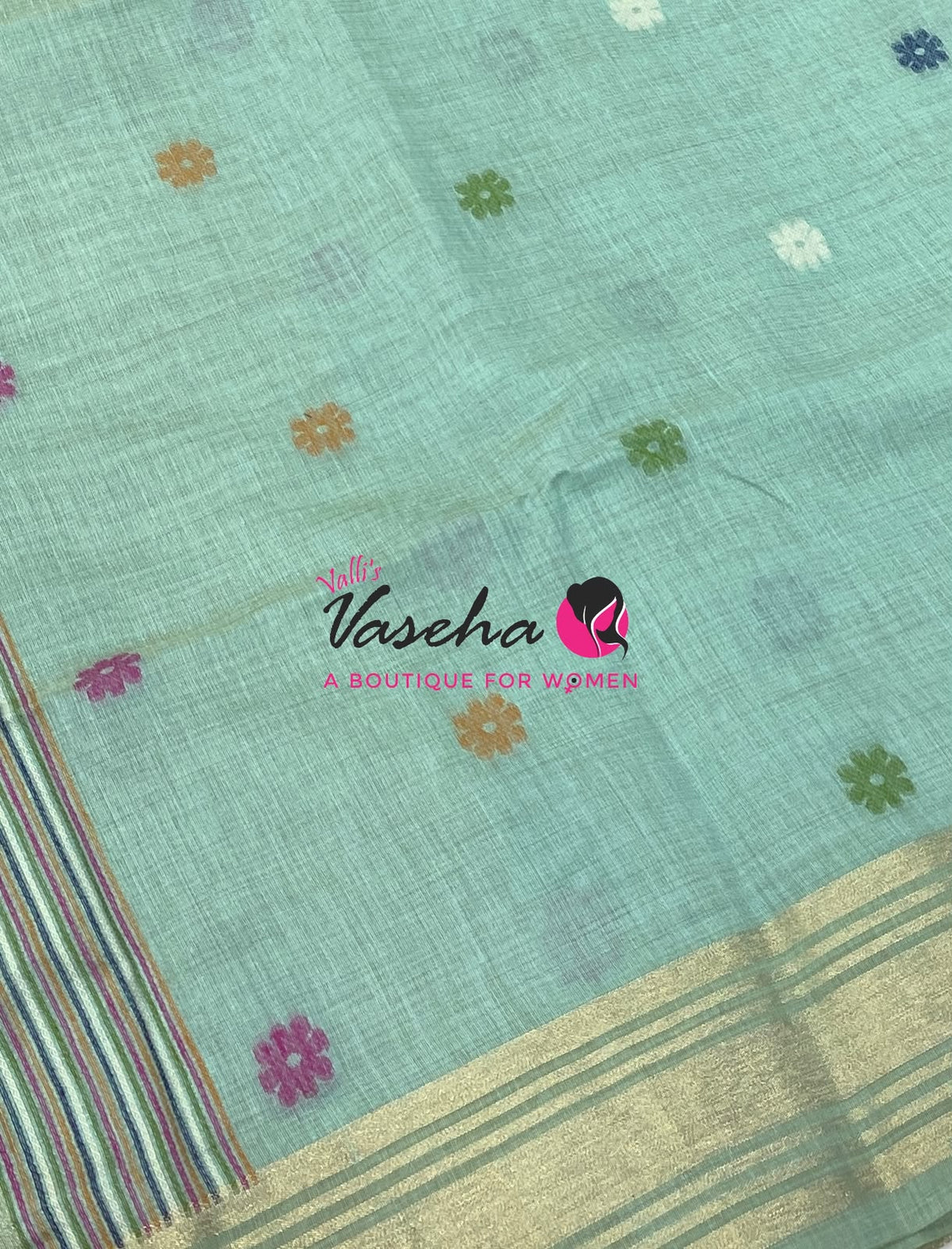 Muga Tissue Linen Saree - Blue Shade - VVMLT003