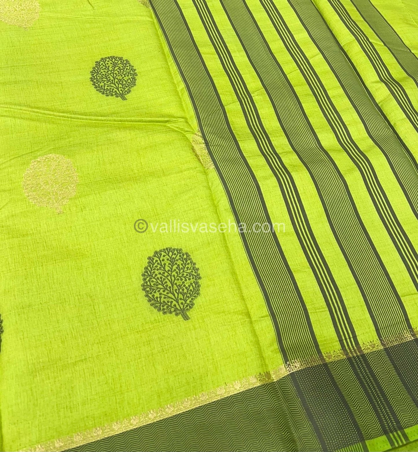 Semi Tussar Silk Saree - Lemon Green shade - VVSTS009