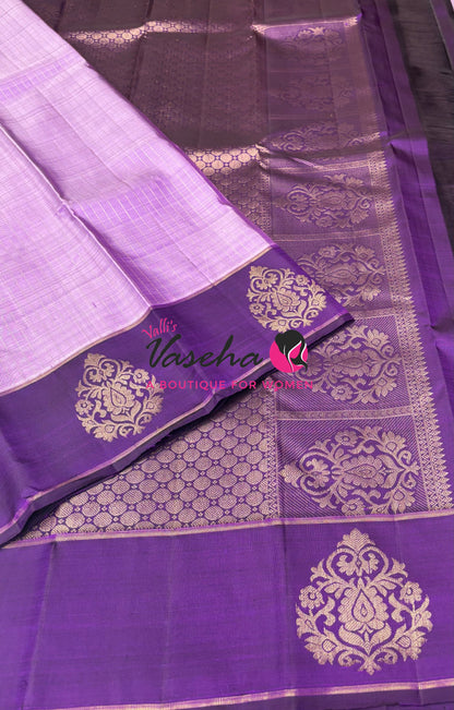 Pure Kanchipuram Silk Saree - Lavender & Purple Shade  - VVPS073