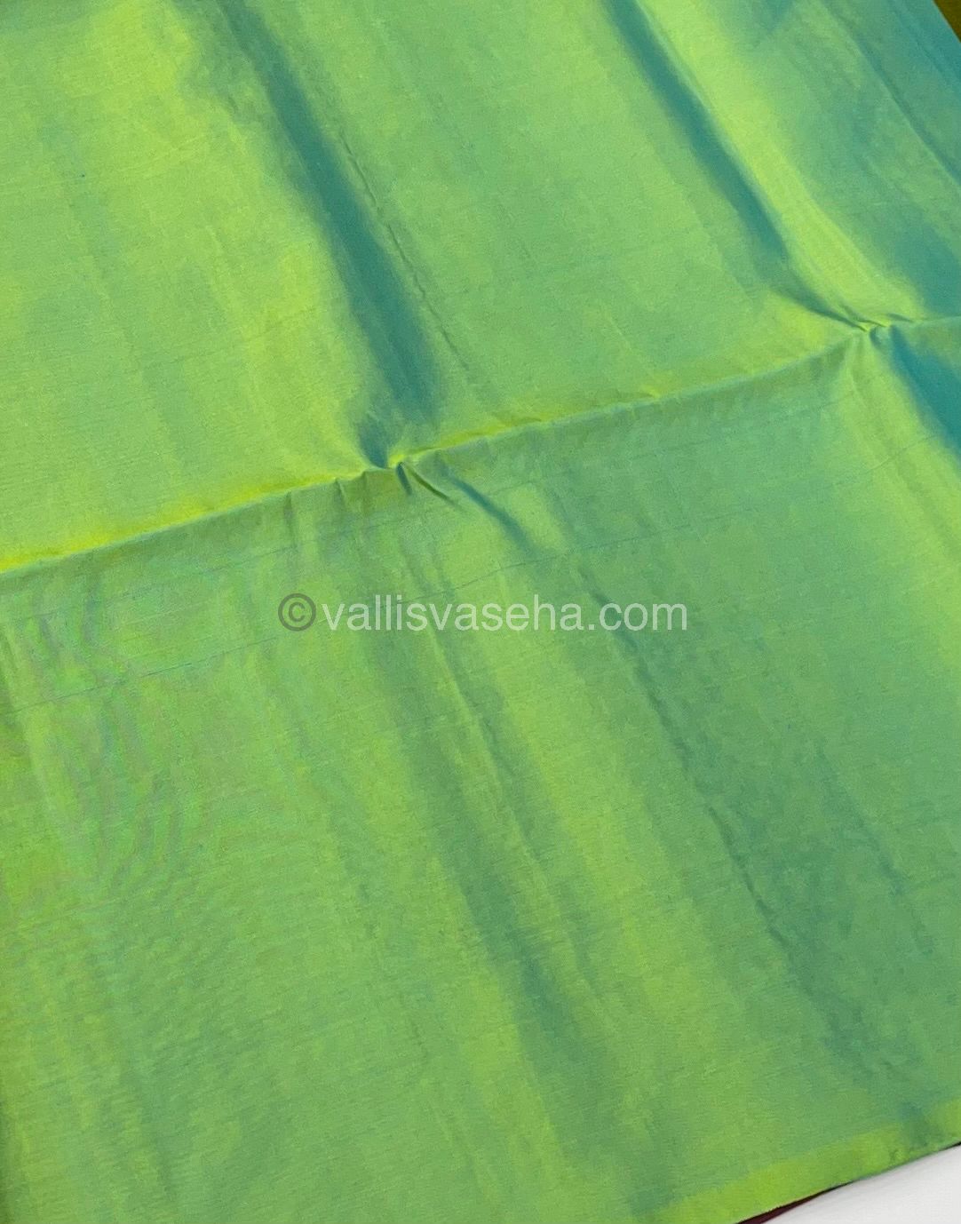 Pure Soft Silk Saree - Vaira Voosi design - Merunish Brown With Teal Green Combo - VVPSS016