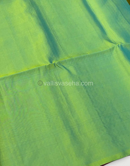 Pure Soft Silk Saree - Vaira Voosi design - Merunish Brown With Teal Green Combo - VVPSS016