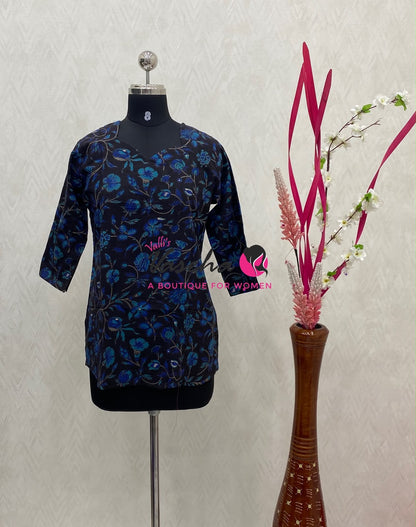 Ready Made - Short Top -  Pure Cotton Kalamkari  - VVRST004