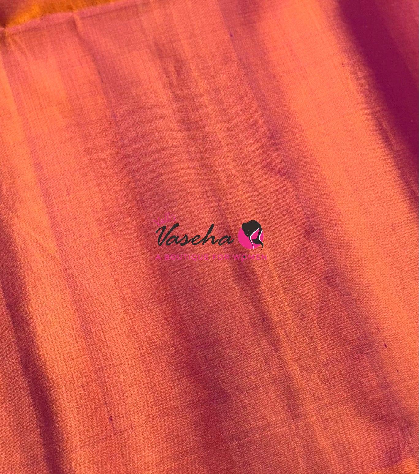 Pure Soft Silk Saree - Border Less  - Peach With Dual Tone Orange Combo - VVPSS068