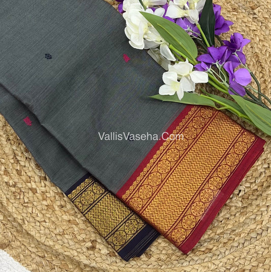 Kanchi Cotton Saree - Butta Design with Ganga Jamuna Border VVKCS008