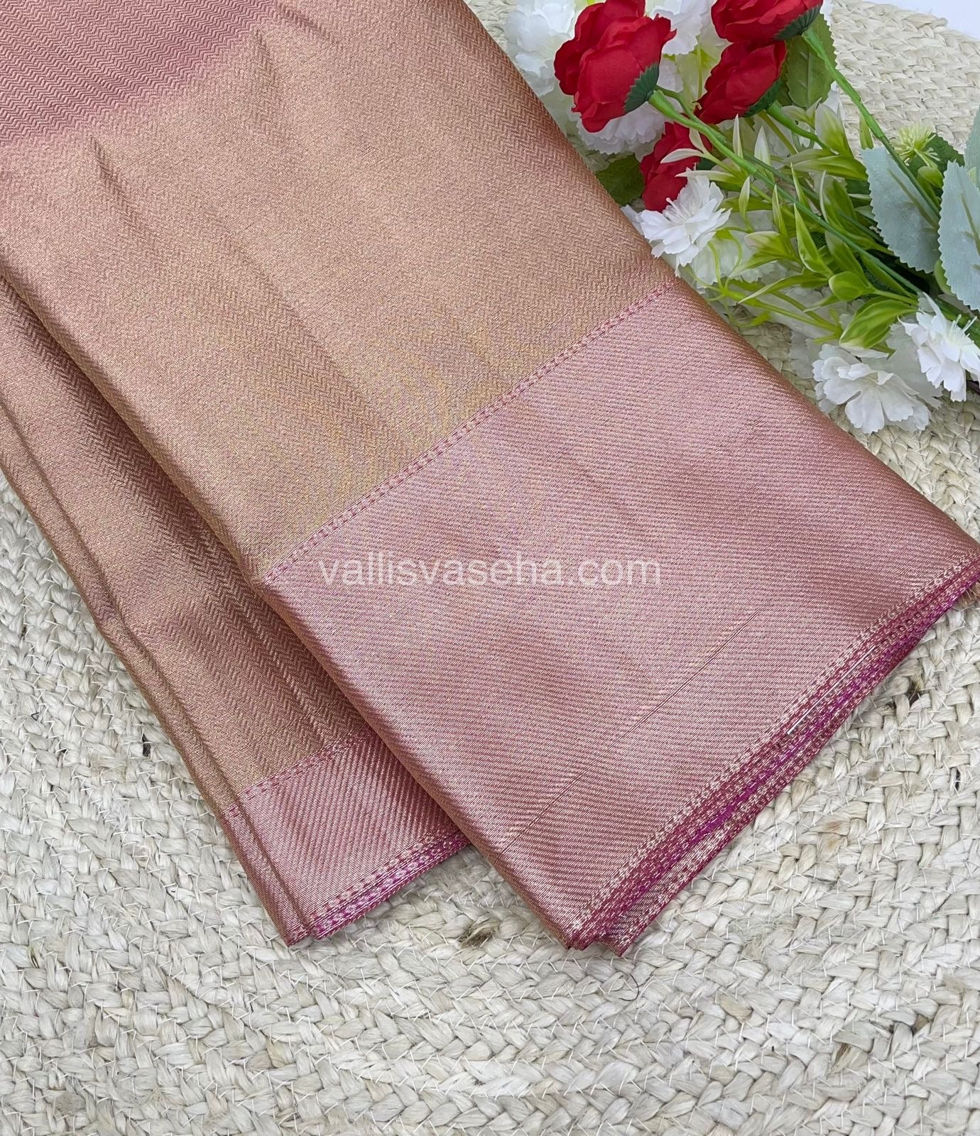 Semi Bridal Tissue Sarees - Jyothika Hit Design - Gold muxed Pink shade - VVJTS001