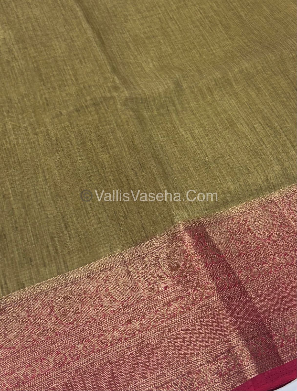 Bamboo Silk Saree -  chiku with Red Shade - VVBSS009