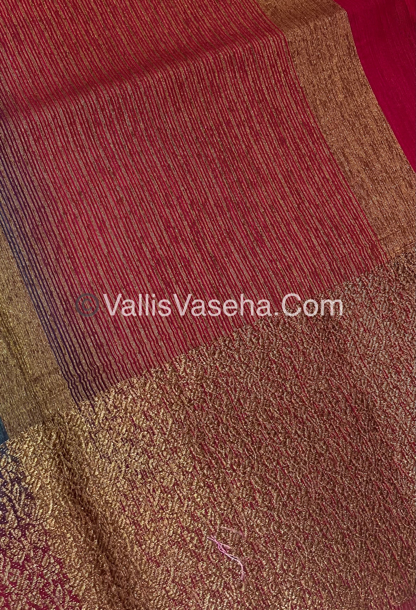 Bamboo Silk Saree -  Blue with Pink Shade - VVBSS010