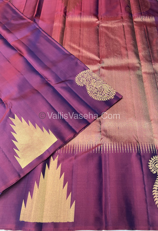 Pure Soft Silk Saree - Jothika Hit design - Wine  - VVPSS005