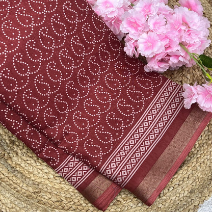 Casual Wear - Fancy Mixed Muslin Cotton - Merun Shade - VVFMC003
