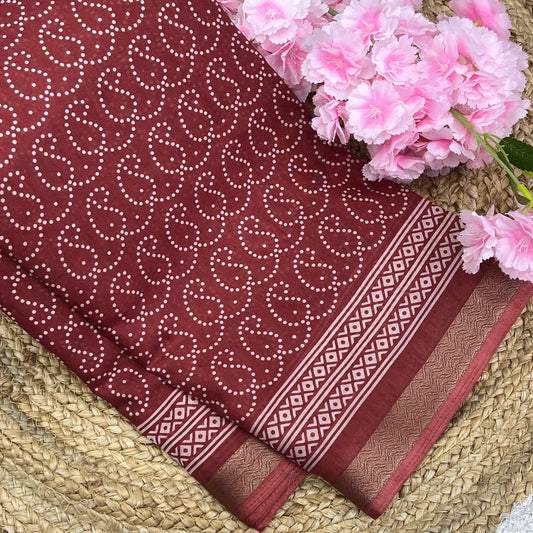 Casual Wear - Fancy Mixed Muslin Cotton - Merun Shade - VVFMC003