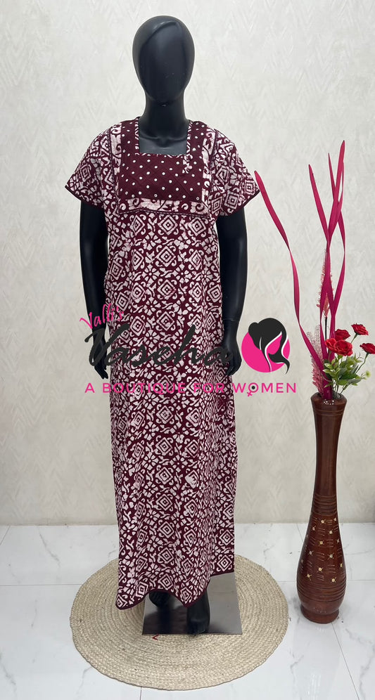 Free Size - Nighties - Batick Print - VVJN001