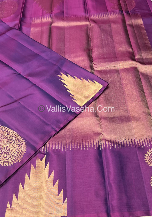 Pure Soft Silk Saree - Jothika Hit design - Dark Purple - VVPSS011