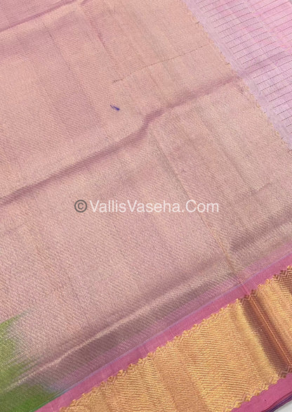 Pure Silk Cotton Saree - Mayil & Chakkaram Design -  Blue With Peach Shade - VVMC002