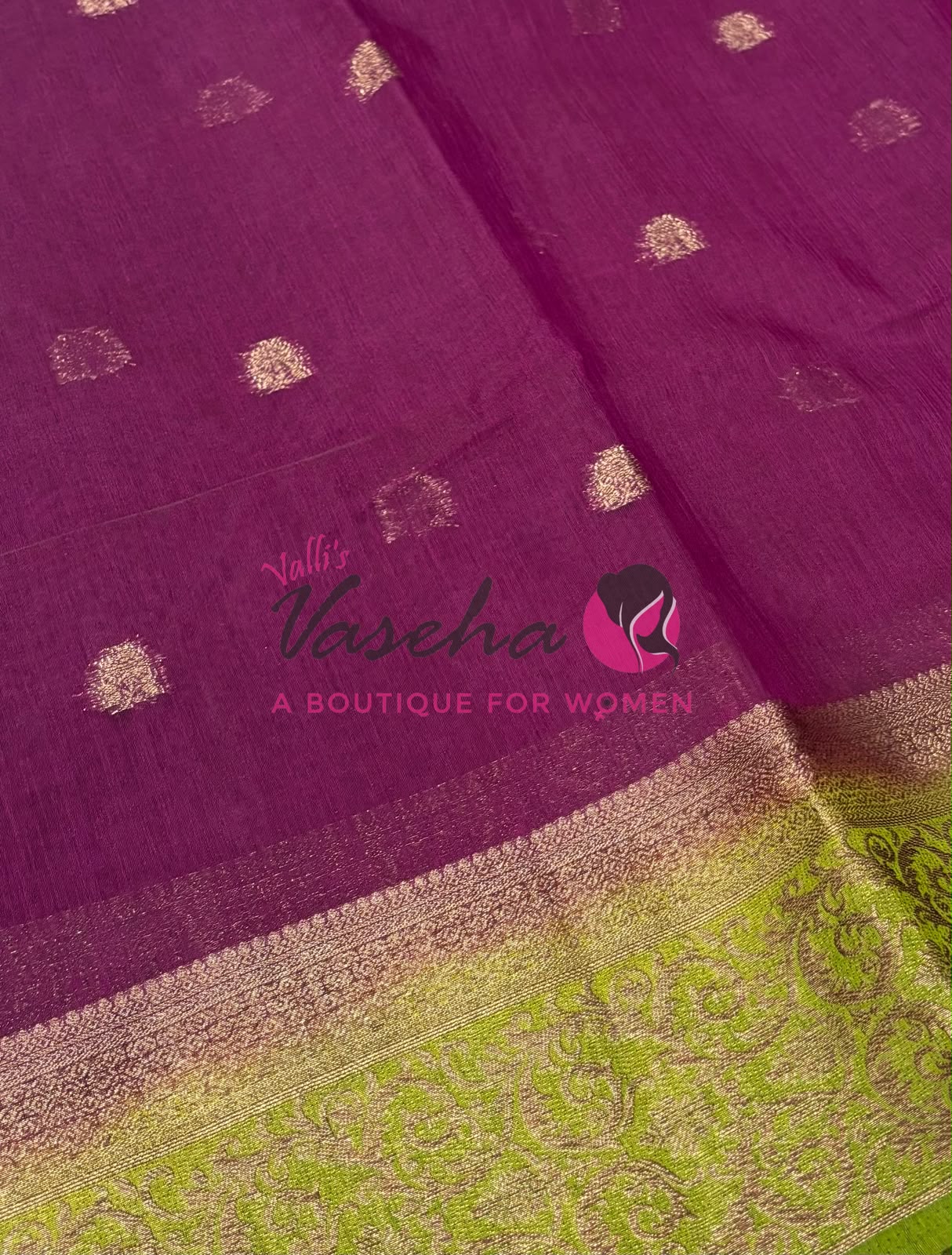 Bamboo Silk Saree- Wine with Green Shade - VVBSS015