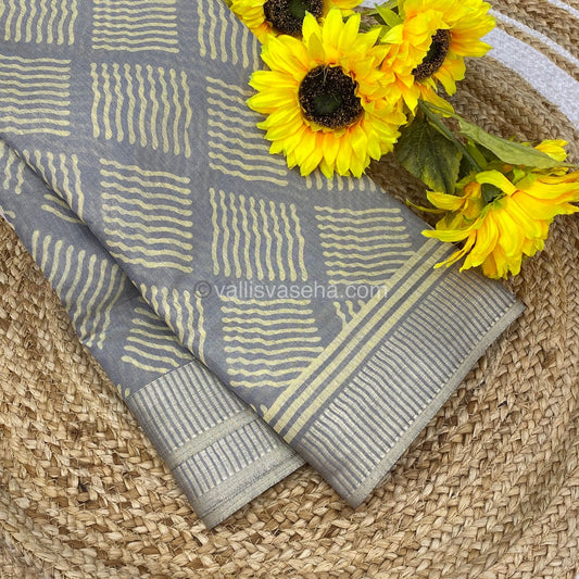 Semi Tussar Silk - Grey Shade - VVSTS007