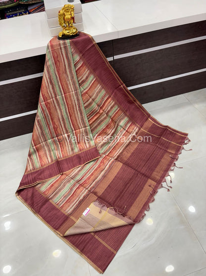 Semi Tussar Silk - Vairavoosi Design - Multi colour - VVSTS038