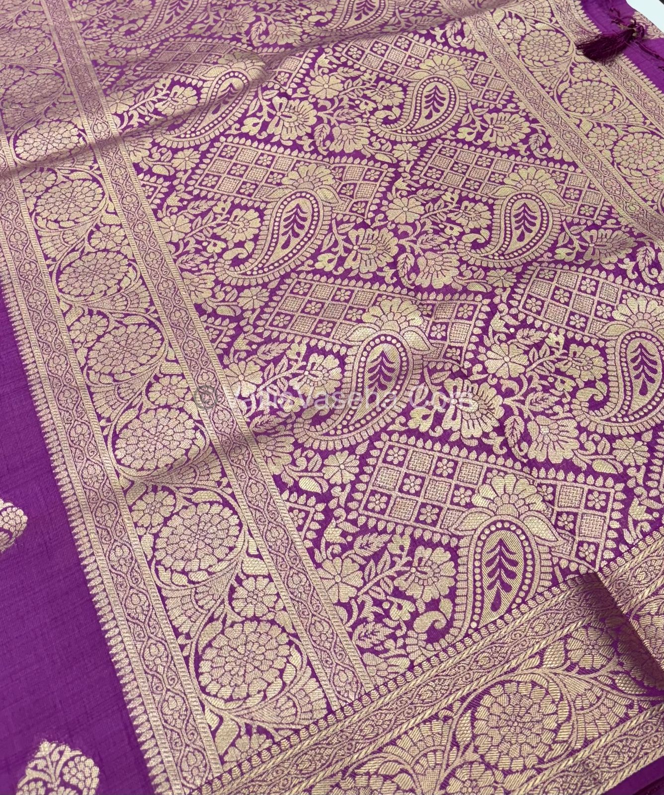 Semi Tussar Silk - Grand Pallu  - Purplish pink Shade - VVSTS029