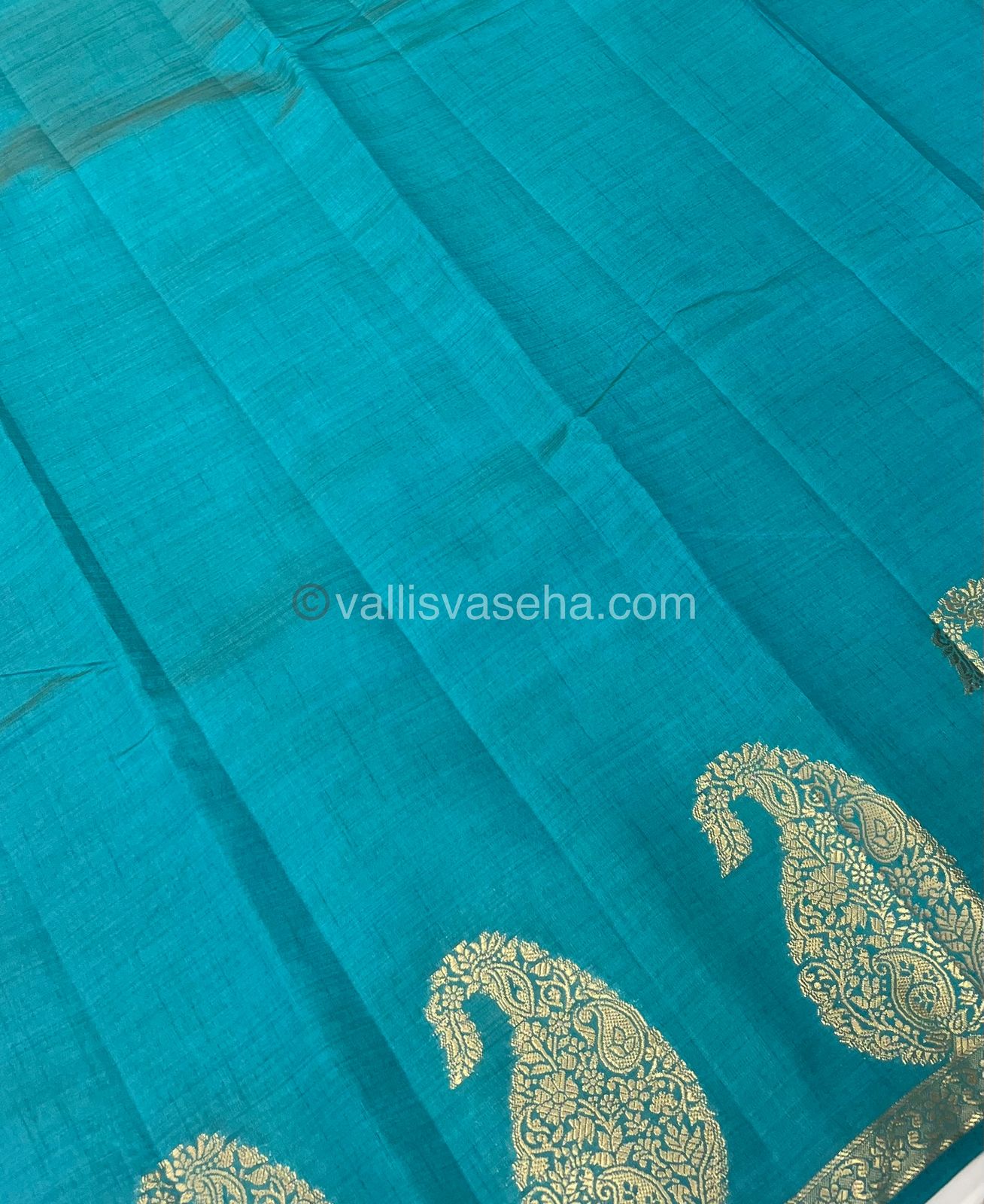 Semi Tussar Silk - Small Mango - Ramar Blue Shade - VVSTS002