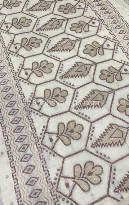 Cherry Tussar - Semi Tussar Silk - Cream Shade - VVSTS009