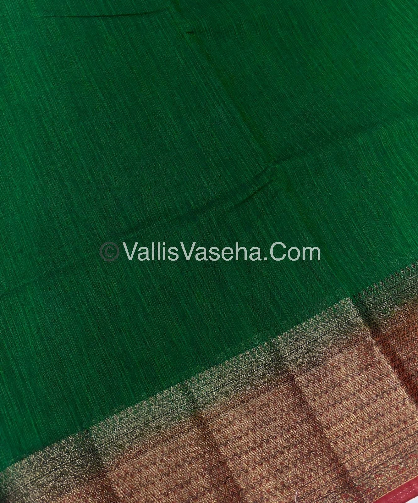 Bamboo Silk Saree - Green With Orange Shade - VVBSS003
